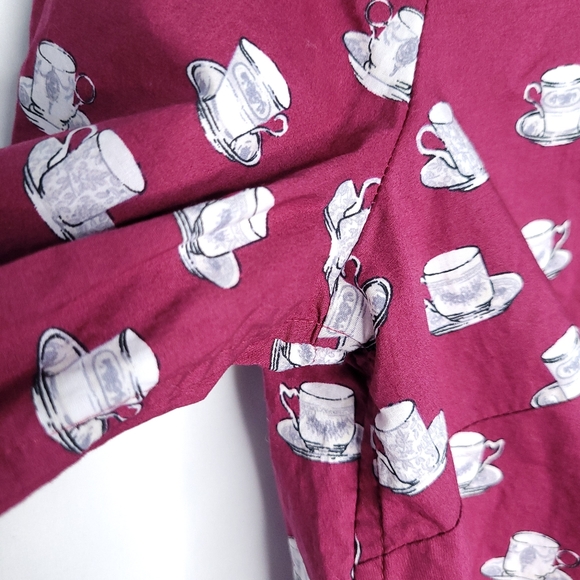 TALBOTS Women's Teacup/Saucer Print Button Down Shirt SMALL - Picture 4 of 13